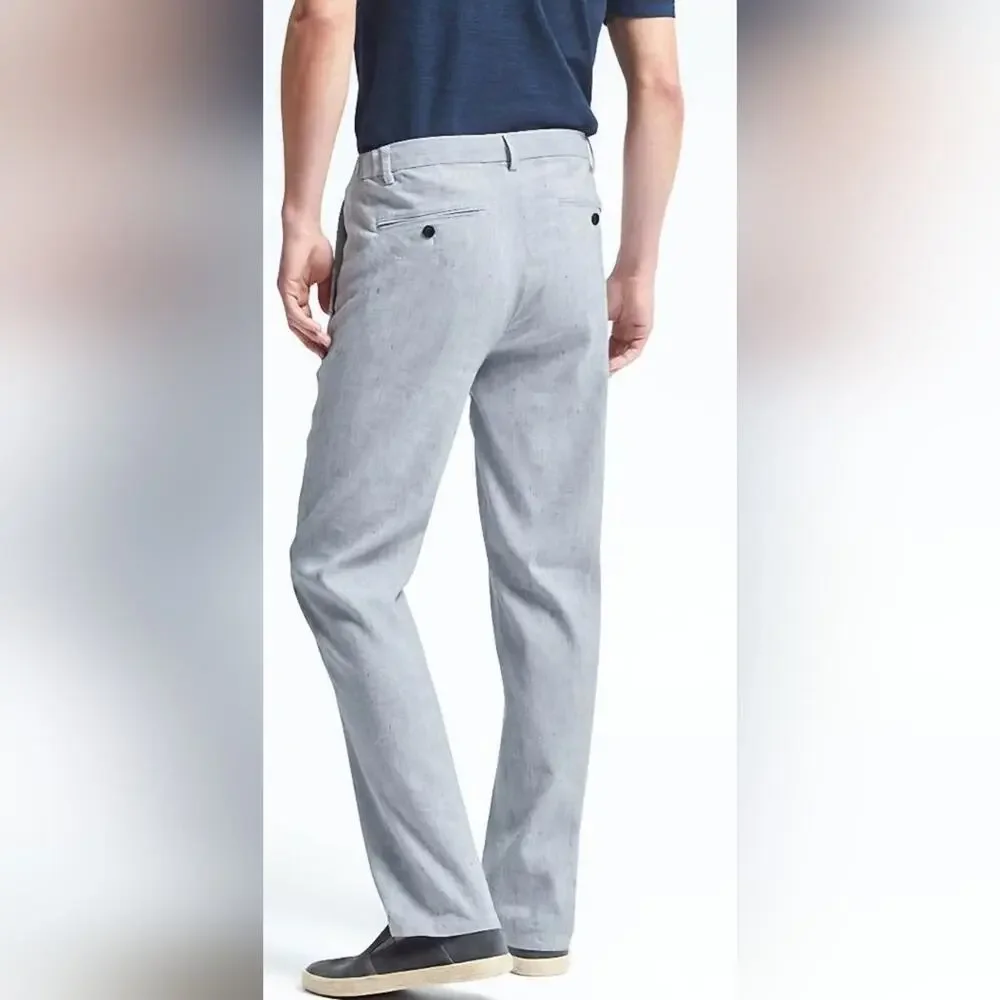 Banana Republic Gray Multiweave Linen Trousers Sz 33 #987